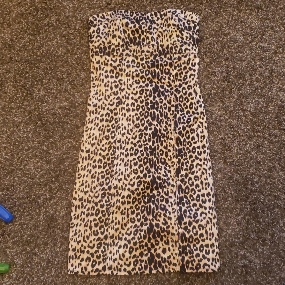 Cheetah print strapless dress